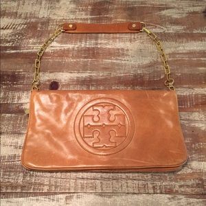 Tory Burch Reva Glazed Leather Clutch