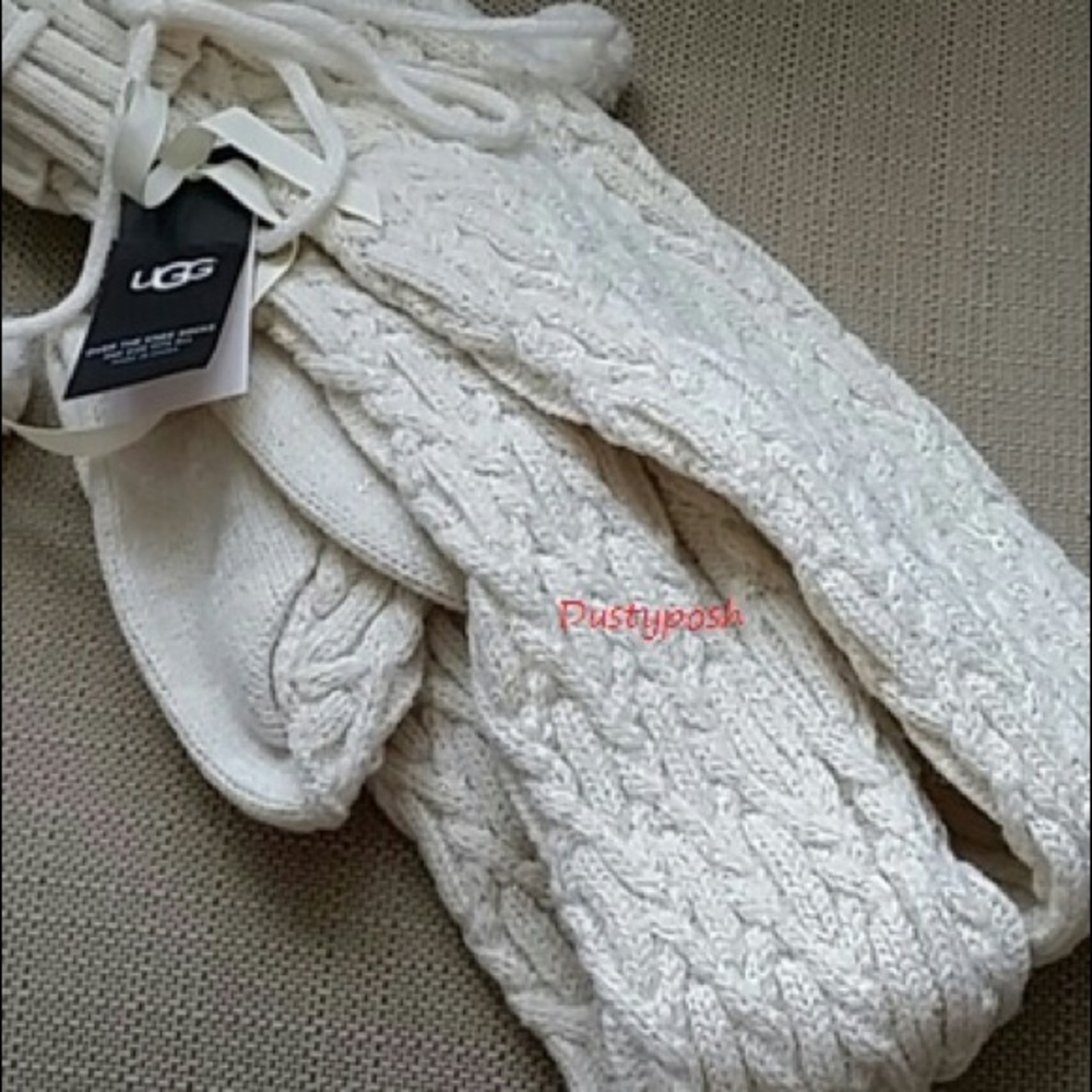 UGG Over The Knee Thigh High Boot Socks Pom Pom Birthday Gift Cozy Discontinued - Picture 8 of 11