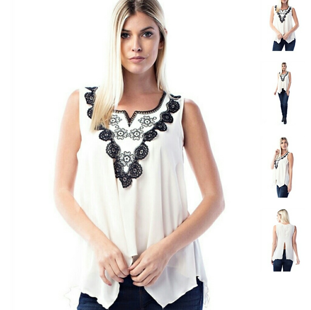 ❤️CLOSING SALE❤️ ivory chiffon with black tank