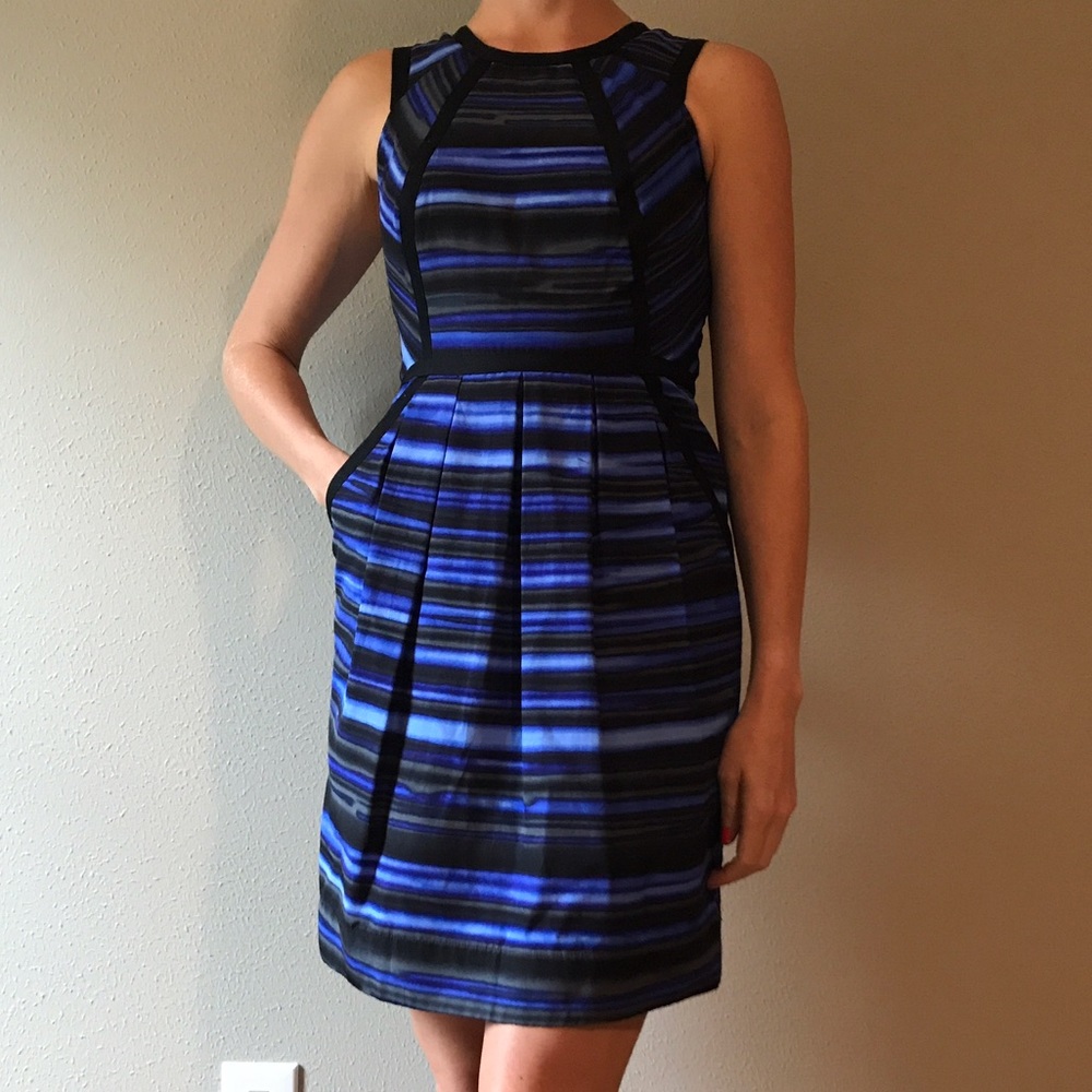 Shoshanna black and royal blue dress.