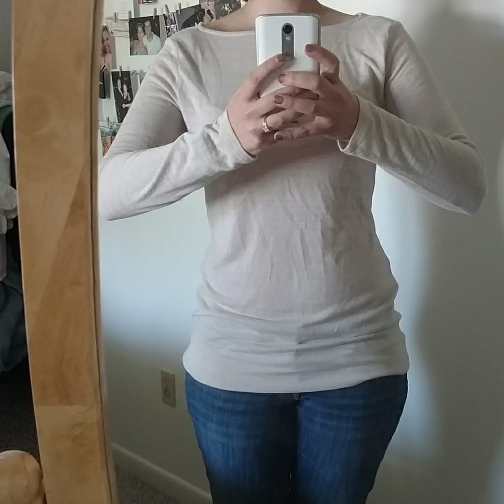 thin beige sweater