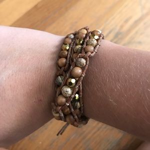 lucky brand brown and gold wrap bracelet