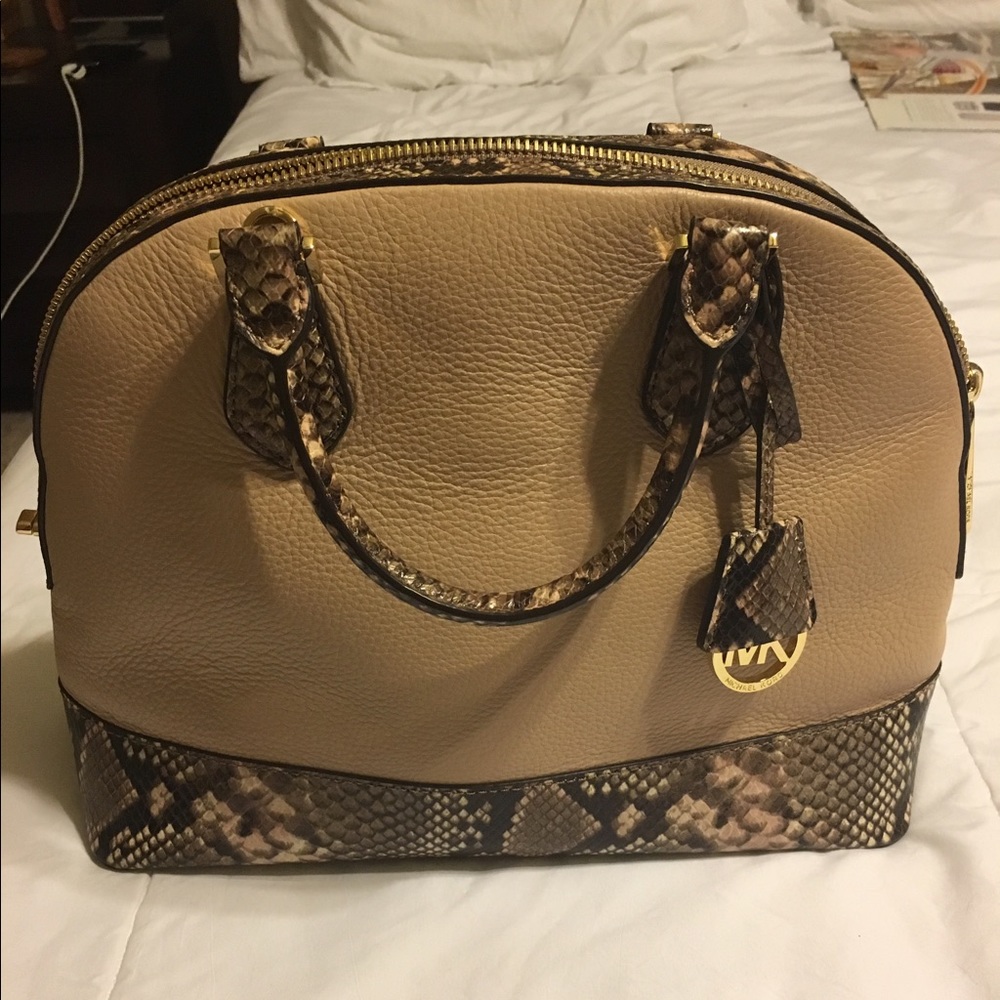 Michael Kors blush snake print handbag