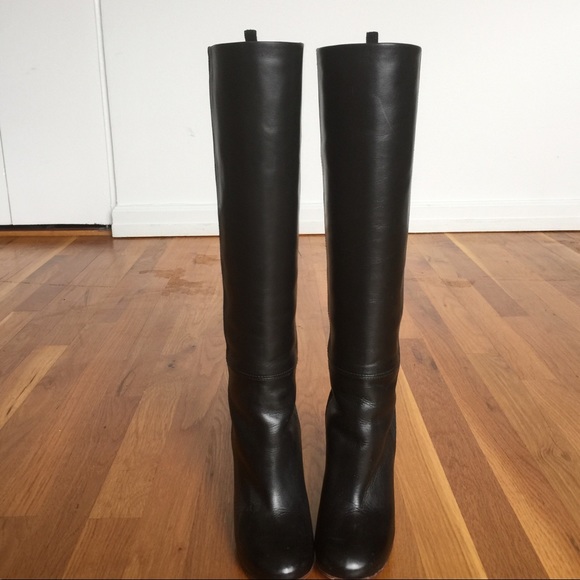Céline Black Leather and Suede Wedge Boots Size 36 - Picture 3 of 6