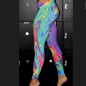 Watercolored painting artsy yoga leggings colorful