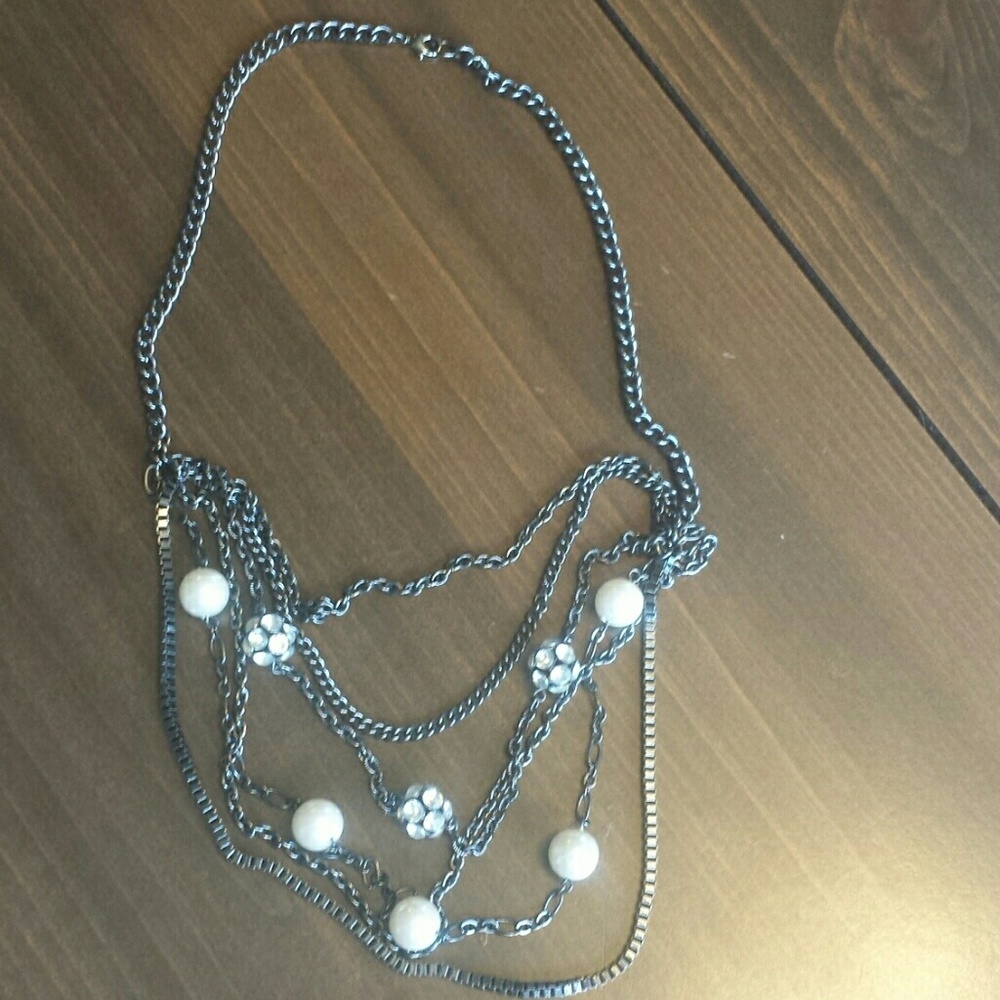 Necklace chains, beads, and rhinestones