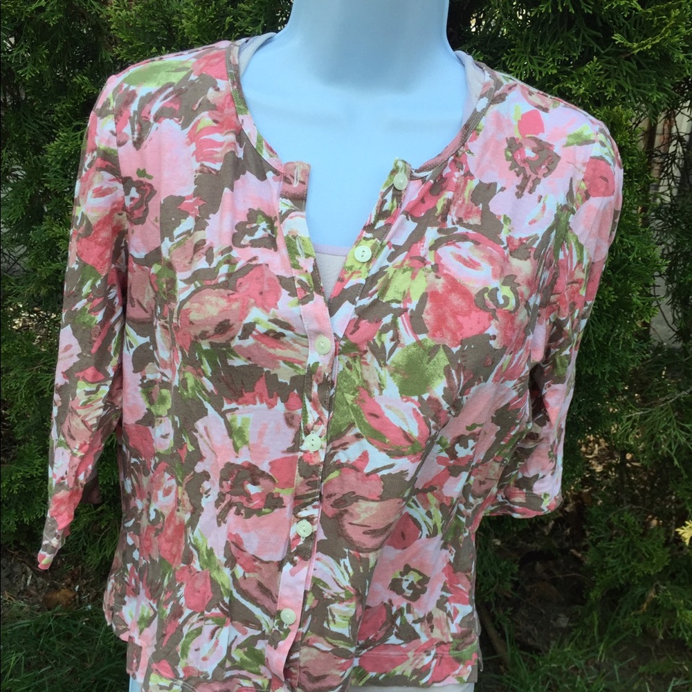 J Jill Abstract floral Pima top