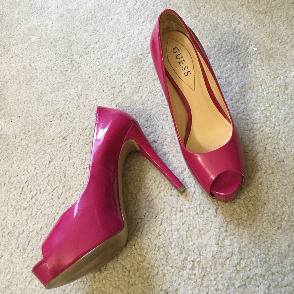 Pink peep toe heels