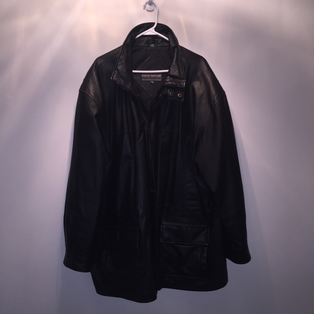 Heavy Leather black car coat