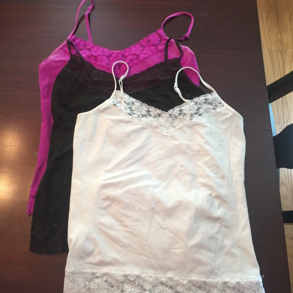 Group of 3 cache lace camisoles