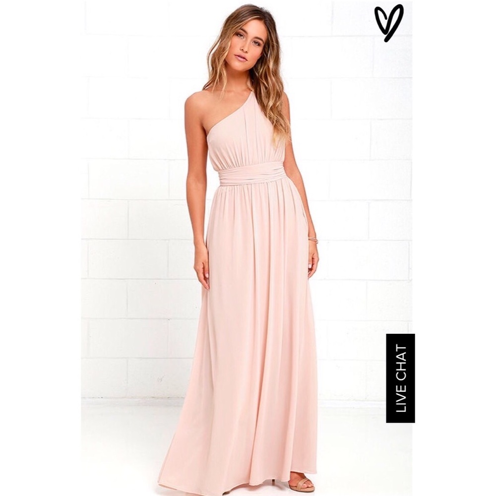 LuLu's one shoulder blush maxi dress