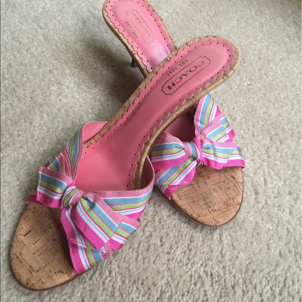 COACH pink low heel sandals