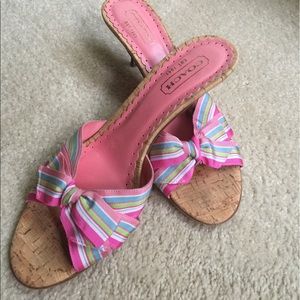 COACH pink low heel sandals