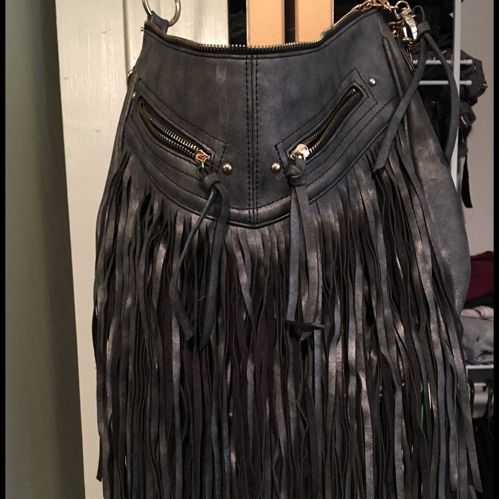 Aldo leather fringe purse