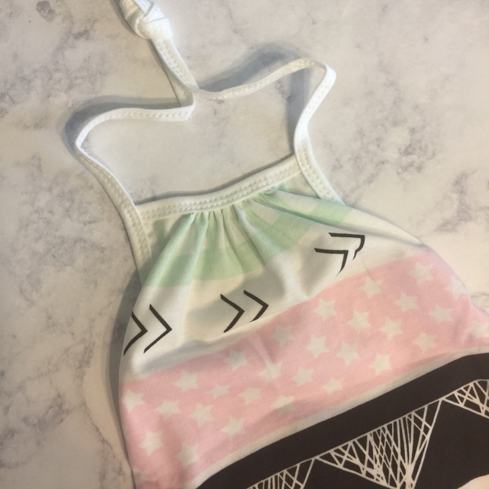NWOT Baby Romper! Aztec print mint, pink, black - Picture 3 of 5