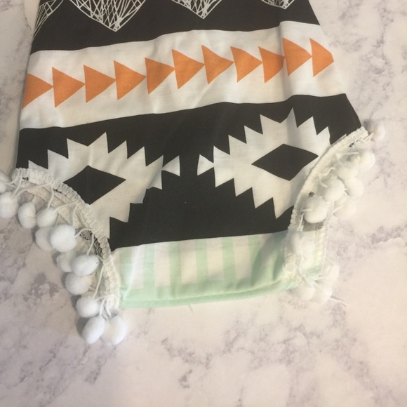 NWOT Baby Romper! Aztec print mint, pink, black - Picture 2 of 5