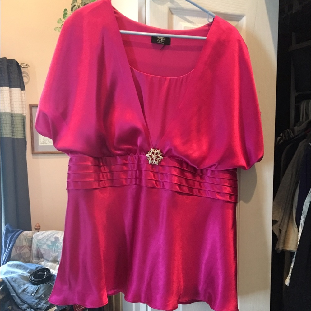 Pink satin dress shirt