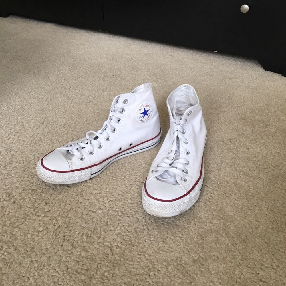 White hi-top converse