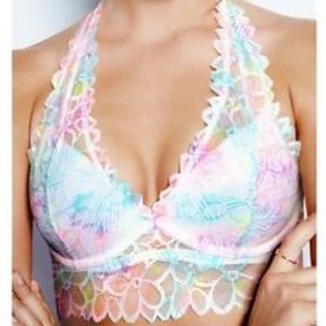 PINK floral halter bralette