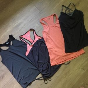 Activewear tank top bundle - peach and gray