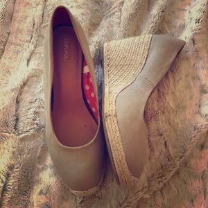 Tan and gold espadrilles