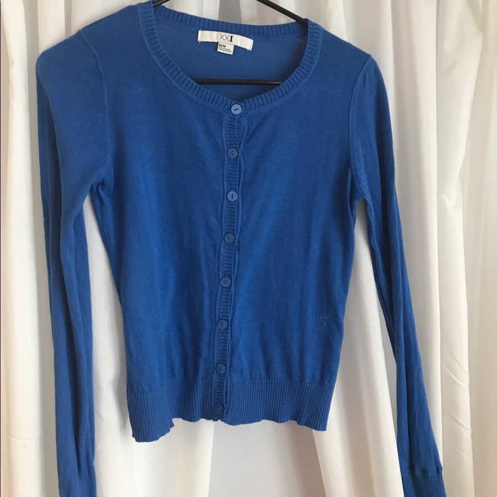 blue forever 21 cardigan with buttons