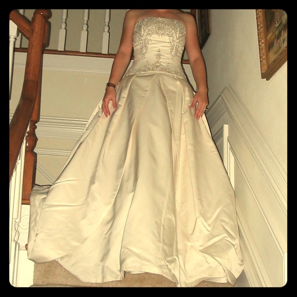 Amsale ballgown-style wedding dress in ivory