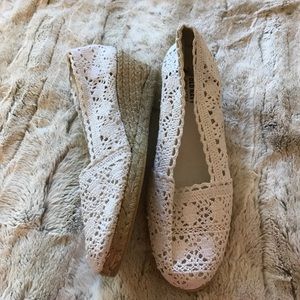 White crochet espadrilles