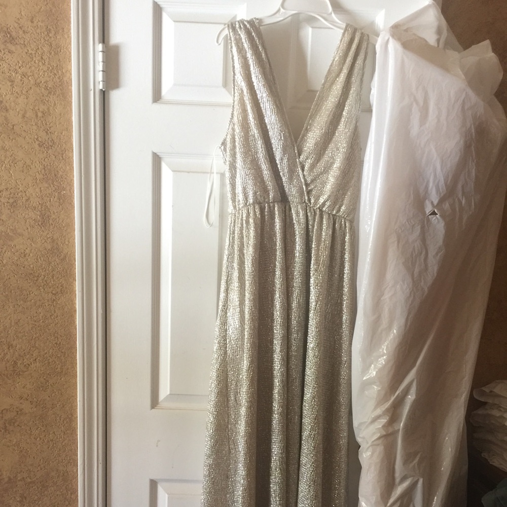 Lulu's long light gold dress