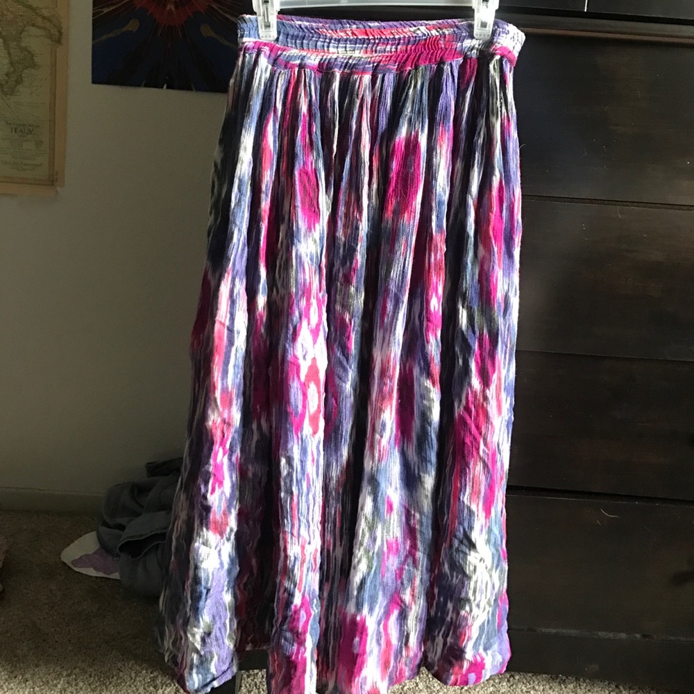 Multi color maxi bohemian skirt