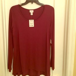 Brand new Kenar Burgundy long sleeve flare top.