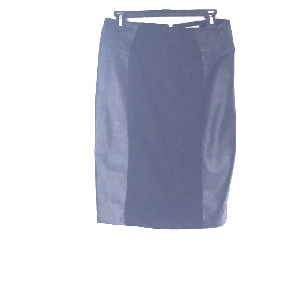 Black jersey and leather pencil skirt