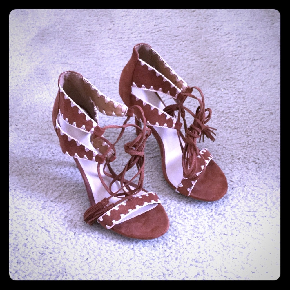 Brown lace up heels