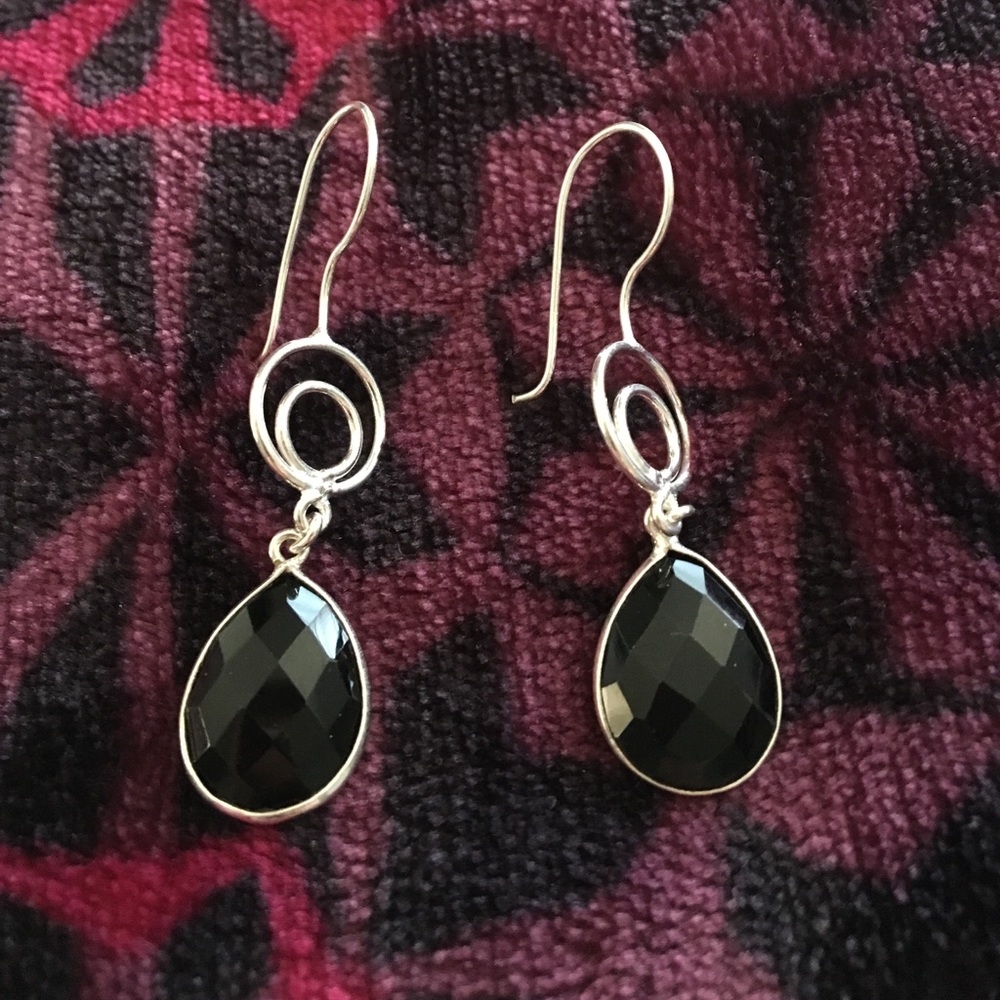 Sterling silver and onyx earrings
