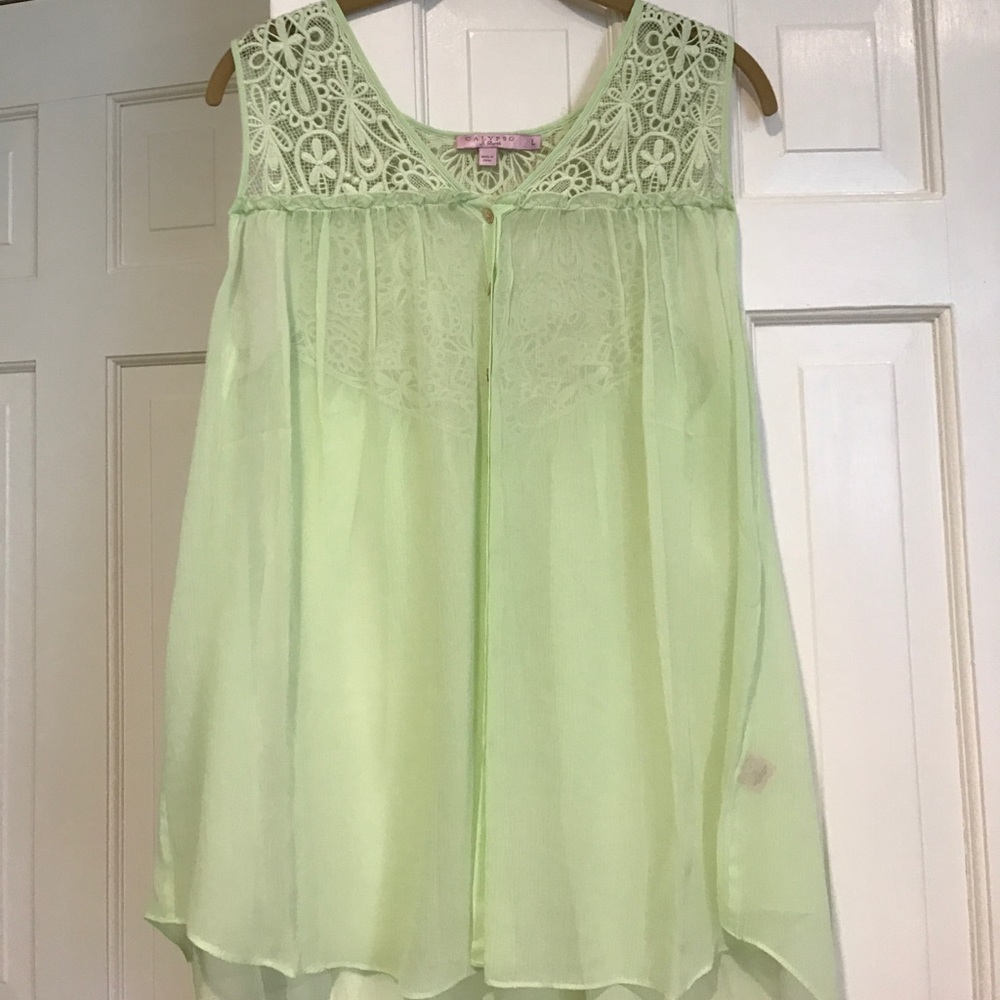 NEVER WORN CALYPSO ST. BARTH lime green sheer top