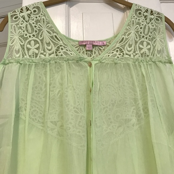 NEVER WORN CALYPSO ST. BARTH lime green sheer top - Picture 2 of 4