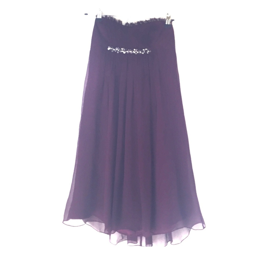 Purple chiffon strapless dress
