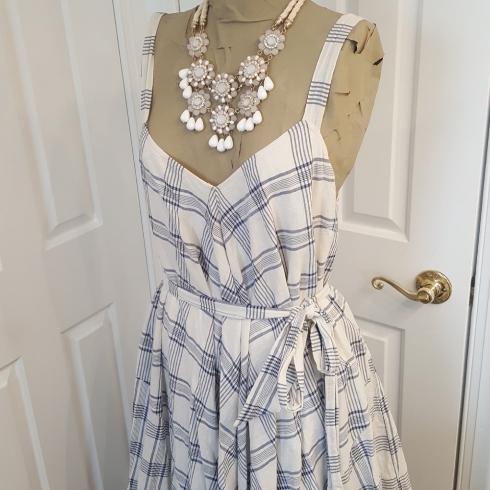 Anthropologie white and blue dress
