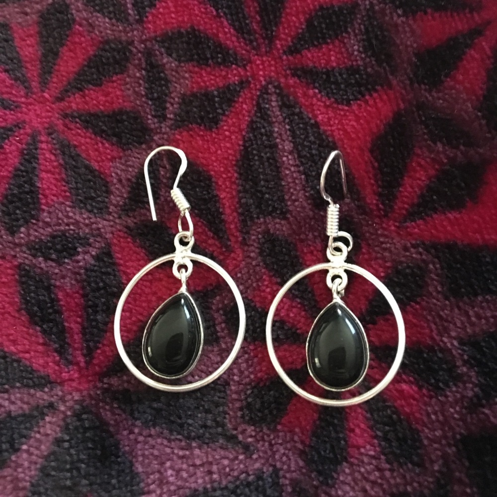 Sterling silver and onyx earrings, never worn