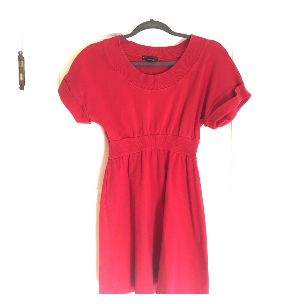 Red short sleeve knit mango dress