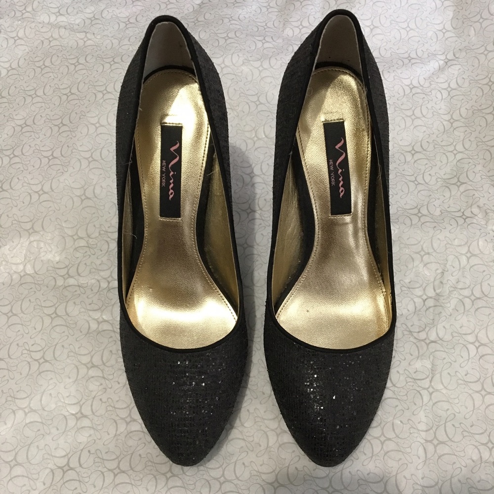 Brand new black glittery Nina heels
