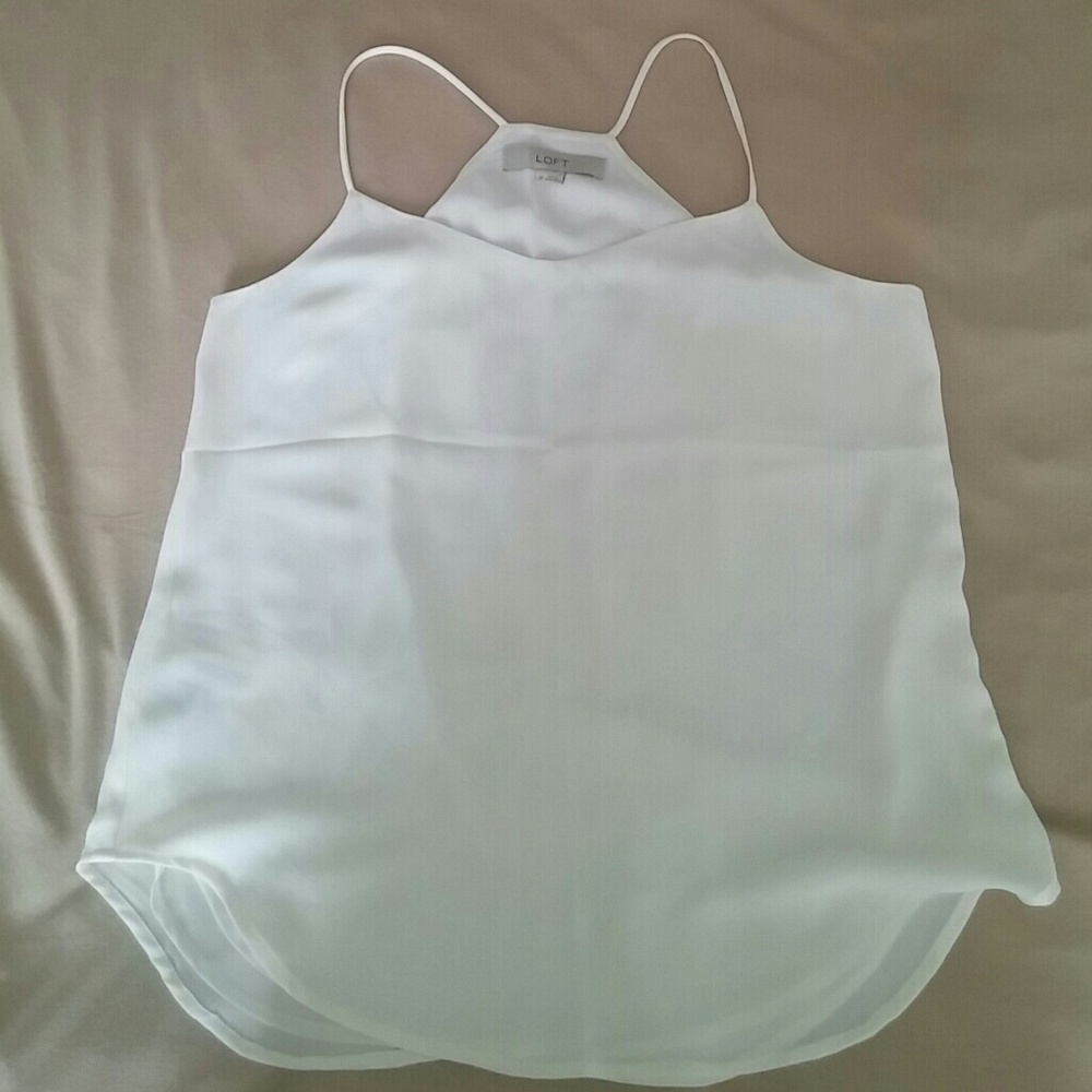 Creme chiffon racerback tank
