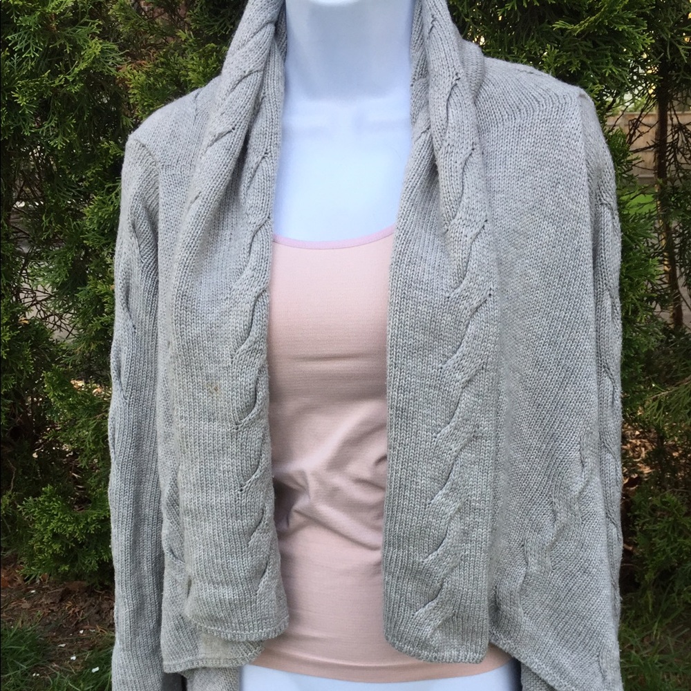 J Jill Drapey wool cable cardigan