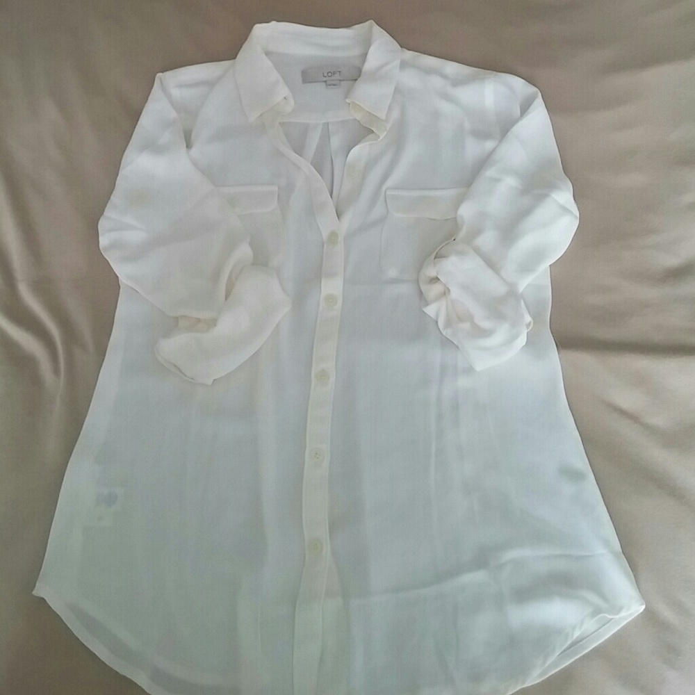 Creme chiffon utility shirt