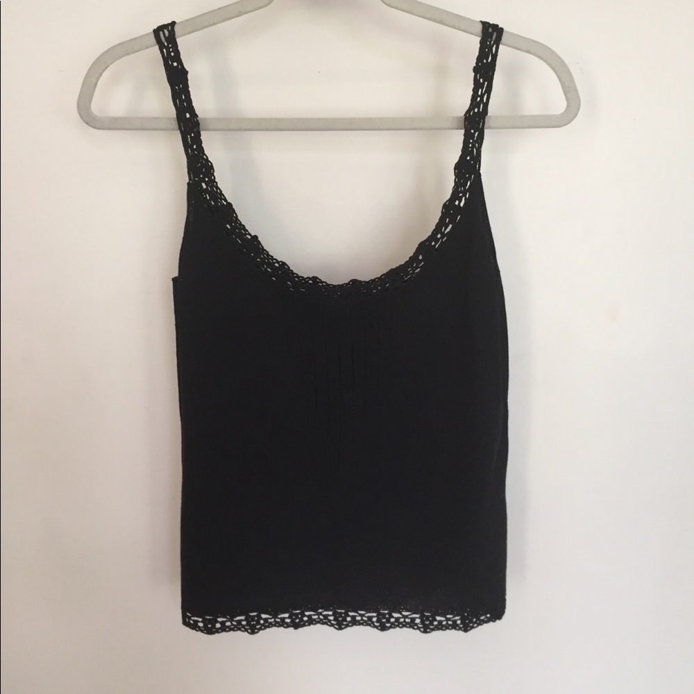 Laundry by Shelli Segal pointelle black knit tank
