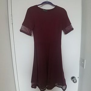 Burgundy dress with mesh detailing