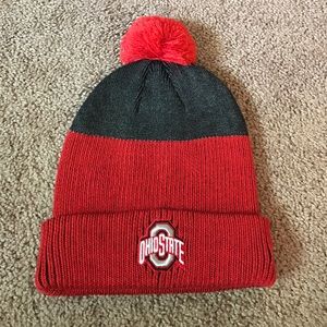 Ohio State Puff Ball Beanie Hat Mens