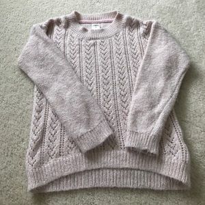 Girls sweater. Light pink with gold thread
