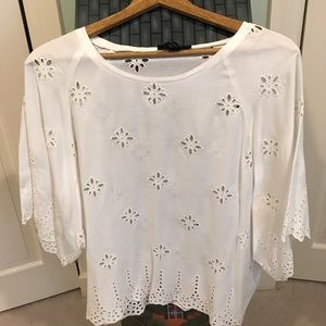 Karen Kane white eyelet blouse
