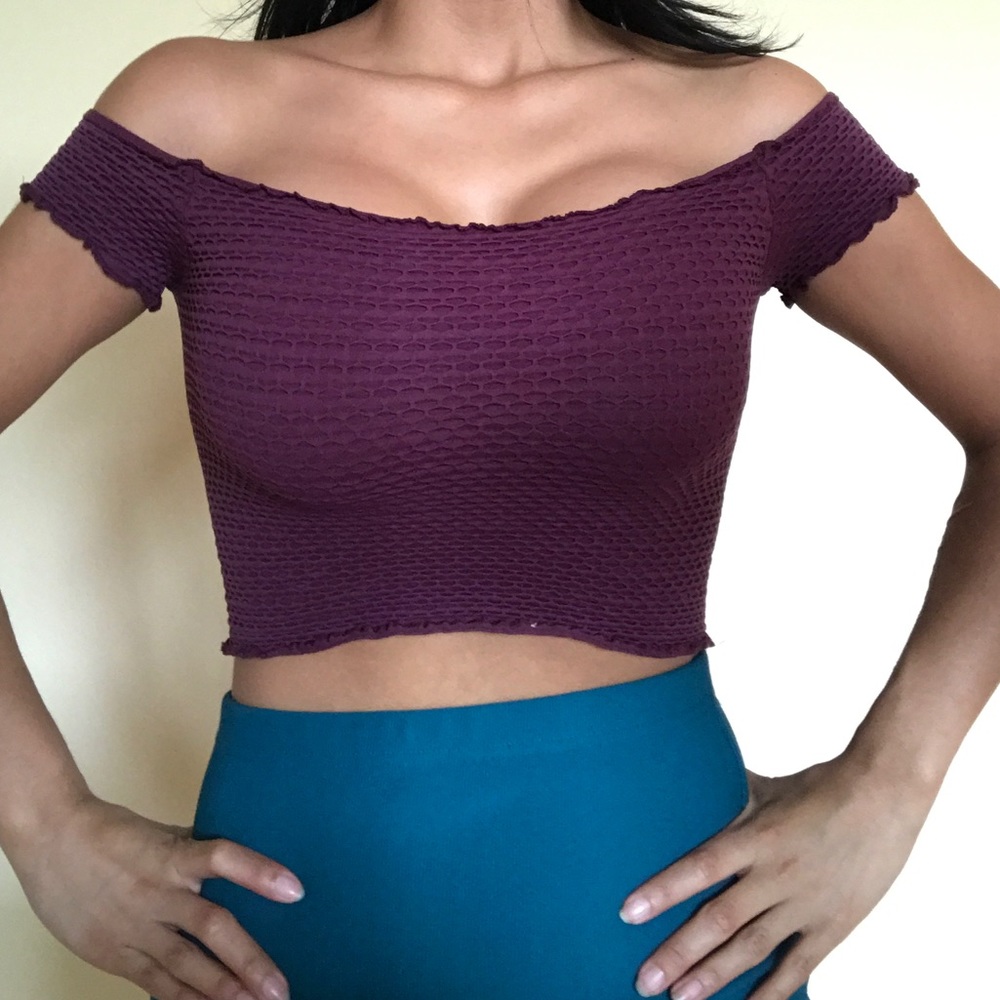 Free people textured crop top purple